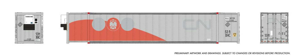 53' High-Cube Container 2-Pack - Ready to Run -- ROLU ROLX (Ex-CN Patched Trimodal Scheme, gray, red)-1