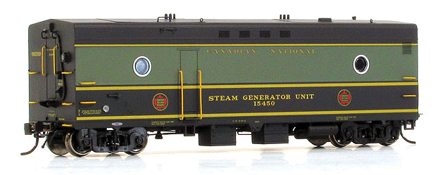 Steam Generator Car - Ready to Run - Super Continental Line(TM) -- Canadian National #15458 (1954 Scheme, green, black, yellow)