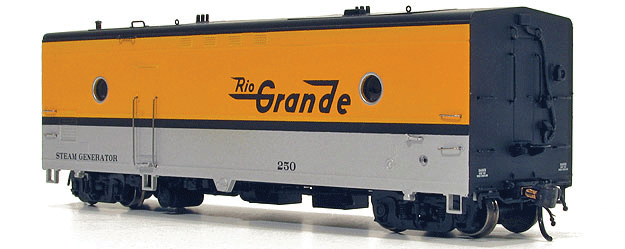 Steam Generator Car - Ready to Run - Super Continental Line(TM) -- Denver & Rio Grande Western #250 (Single Stripe, Aspen Gold, silver, black)