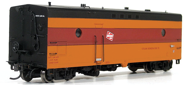 Steam Generator Car - Ready to Run - Super Continental Line(TM) -- Milwaukee Road #73 (orange, maroon, black)