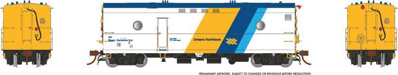 Steam Heater - Generator Car - Sound and DCC - Ready to Run -- Ontario Northland 200 (white, blue, yellow Chevron Logo)