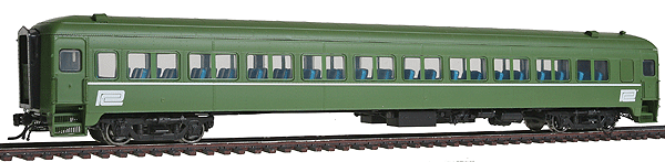 P-S Osgood-Bradley Lightweight 10-Window Coach Single Car- Ready to Run -- Penn Central No Number (Jade Green)