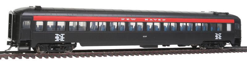 PS Osgood-Bradley 10-Window Smoker Coach w/Partial Skirt - Ready to Run -- New Haven #8509 (McGinnis Scheme, black, red)