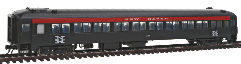 PS Osgood-Bradley 10-Window Smoker Coach, No Skirt - Ready to Run -- New Haven #8520 (McGinnis Scheme, black, red)