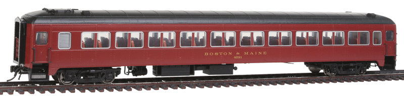 PS Osgood-Bradley 10-Window Coach, No Skirt - Ready to Run -- Boston & Maine #4691 (maroon)