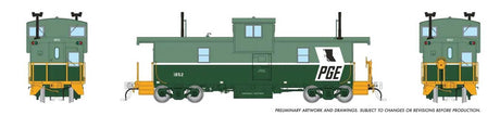 Squamish Caboose - Ready to Run -- Pacific Great Eastern #1852  (2-Tone Green, Large Black Map)-2