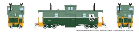Squamish Caboose - Ready to Run -- Pacific Great Eastern #1857  (2-Tone Green, Small Black Map)-1