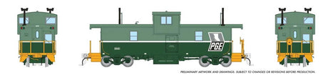 Squamish Caboose - Ready to Run -- Pacific Great Eastern #1861  (2-Tone Green, Gray Map)-1