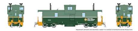 Squamish Caboose - Ready to Run -- British Columbia Railway #1859  (2-Tone Green, Late Dogwood Logo)-1
