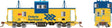 CP Angus Shops Caboose - Ready to Run -- Ontario Northland #122 (yellow, blue; Chevron Logo)