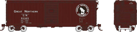 Great Northern-Built 40' Double-Sheathed Boxcar  - Ready to Run -- Great Northern Random from Set #1 (mineral red, white, Silhouette Rocky)-1