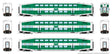 Bi-Level Commuter 2 Coach and Cab Car Set - Ready to Run -- GO Transit Cab Set #4 #227 Coach 2406, 2436 (Late Scheme, green white)