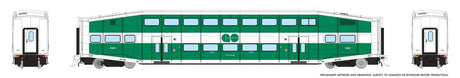 Bi-Level Commuter Coach - Ready to Run -- GO Transit Cab Set #2427(Late Scheme, green white)