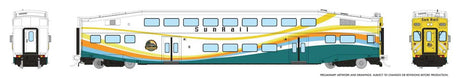 Bi-Level Commuter Cab-Coach - Ready to Run -- Sunrail #2009 (white, green, blue, orange, yellow)
