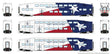 Bi-Level Commuter 2 Coach and Cab Car Set - Ready to Run -- Trinity Rail Express TRE Set #3 Cab #1004 Coach #1050, 1056 (white, blue, re