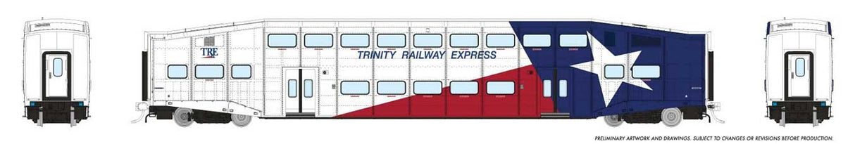 Bi-Level Commuter Coach - Ready to Run -- Trinity Rail Express TRE #1055 (white, blue, red)