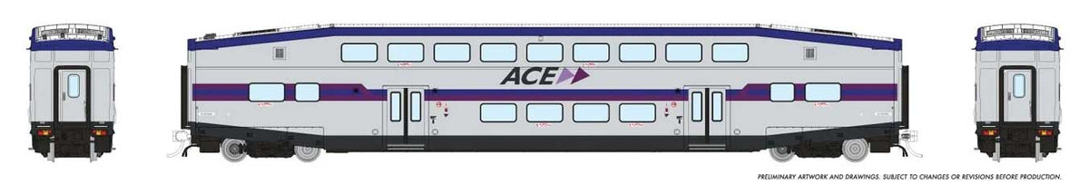 CEM Bi-Level Commuter Coach - Ready to Run -- Altamont Commuter Express ACE #3221 (2020s, silver, blue)