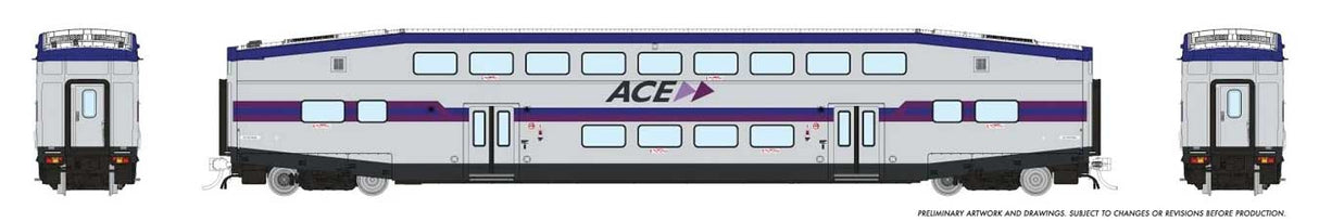 CEM Bi-Level Commuter Coach - Ready to Run -- Altamont Commuter Express ACE #3234 (2020s, silver, blue)