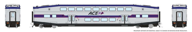 CEM Bi-Level Commuter Coach - Ready to Run -- Altamont Commuter Express ACE #3234 (2020s, silver, blue)