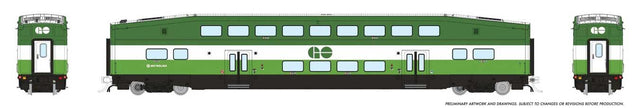 CEM Bi-Level Commuter Coach - Ready to Run -- GO Transit #4035 (Metrolinx Scheme, green, white)