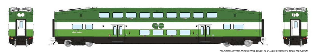 CEM Bi-Level Commuter Coach - Ready to Run -- GO Transit #4062 (Metrolinx Scheme, green, white)