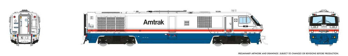 Bombardier LRC - Standard DC -- Amtrak #39 (Phase III, white, blue, red)