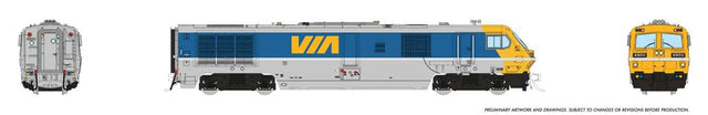 Bombardier LRC - Standard DC -- VIA Rail Canada #6900 (Test Scheme, blue, gray, yellow)