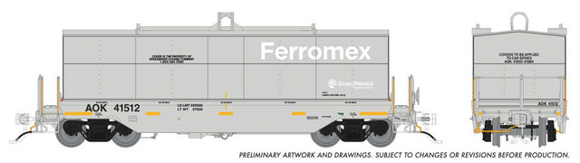 Greenbrier Transverse Coil Car - Ready to Run -- Ferromex AOK Random From Set #2 (gray, white, yellow conspicuity marks)-1