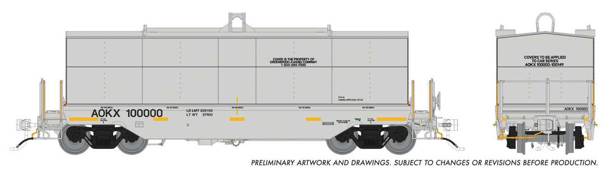 Greenbrier Transverse Coil Car - Ready to Run -- Greenbrier Leasing AOKX Random From Set #1 (gray, black, yellow marks)-1