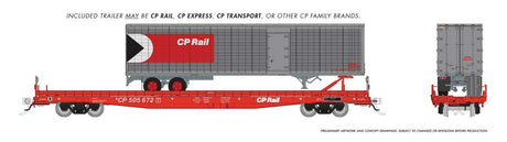Marine Industries Piggyback Flatcar w/45' Trailer 6-Pack - Ready to Run -- Canadian Pacific Random from Set #2 (Action Red)-2