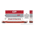53' Husky-Stack Well Car w/2 Containers 3-Pack - Ready to Run -- Canadian Pacific  #527006, 527145, 527379 (red, white, Dashed Stripe)-1