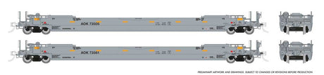 53' Husky-Stack Well Car Only 2-Pack - Ready to Run -- Arkansas-Oklahoma AOK (red)-1
