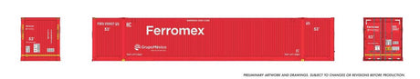 53' Outside-Braced/Corrugated Container 2-Pack - Ready to Run -- Ferromex (red, white)-1