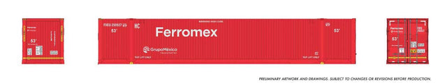 53' Outside-Braced/Corrugated Container 2-Pack - Ready to Run -- Ferromex (red, white)-1