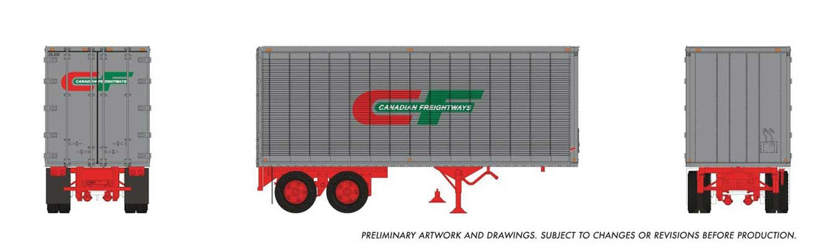 26' Can-Car Dry Van Trailer - Assembled -- Canadian Freightways #26-233 (silver, red, green)-1