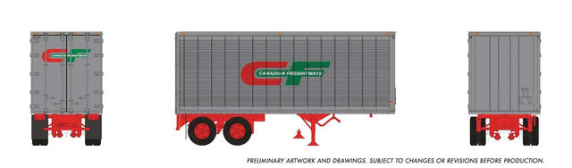 26' Can-Car Dry Van Trailer - Assembled -- Canadian Freightways #26-233 (silver, red, green)-1