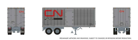 26' Can-Car Dry Van Trailer with Side Door - Assembled -- Canadian National #260065 (Piggyback, silver, red, black)-1