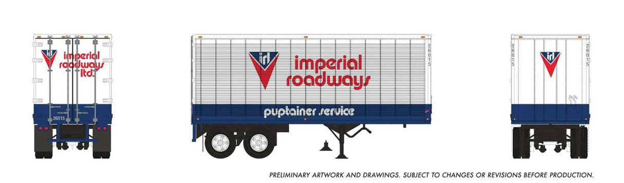 26' Can-Car Dry Van Trailer - Assembled -- Imperial Roadways #26015 (white, black, red)-1