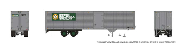 Fruehauf 40' Fluted-Side Volume Van Trailer with Side Door - Assembled -- British Columbia Railway #270321 (silver, green, white, Dogwood Logo)-1
