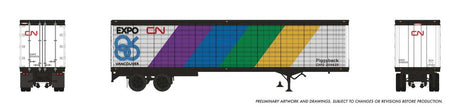 Trailmobile 45' Dry Van Trailer - Assembled -- Canadian National #205628 (Expo '86 Scheme, white, black, putple, green, yel-1