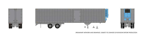Fruehauf 40' Fluted-Side Volume Van Trailer w/Side Door & Reefer - Assembled -- Painted, Unlettered (silver)-1