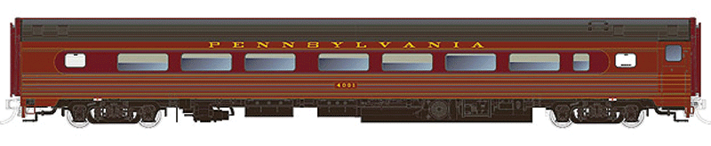 Budd 60-Seat Coach w/Fluted Sides -- Pennsylvania Railroad #4001 (Fleet of Modernism Scheme; Tuscan, black)