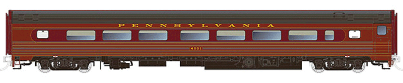 Budd 60-Seat Coach w/Fluted Sides -- Pennsylvania Railroad #4004 (Fleet of Modernism Scheme, Tuscan, black)