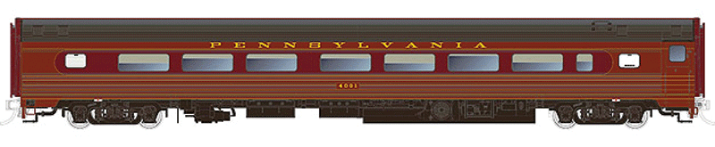 Budd 60-Seat Coach w/Fluted Sides -- Pennsylvania Railroad #4009 (Fleet of Modernism Scheme, Tuscan, black)