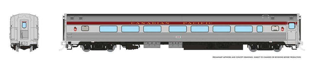 Budd Coach - Ready to Run -- Canadian Pacific #104 (stainless, maroon)