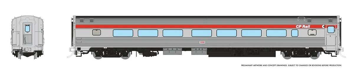 Budd Coach - Ready to Run -- Canadian Pacific #106 (stainless, Action red, Multimark Logo)
