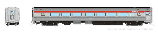 Budd Coach - Ready to Run -- Canadian Pacific #106 (stainless, Action red, Multimark Logo)