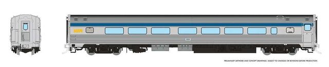 Budd Coach - Ready to Run -- VIA Rail Canada #103 (Original Scheme, stainless, blue, yellow)
