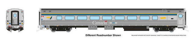 Budd Coach with HEP2 - Ready to Run -- VIA Rail Canada #4008 (HEP2 VIA 1 Club Scheme, stainless, blue, yellow, Larg