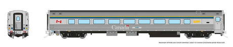 Budd Coach with HEP2 - Ready to Run -- VIA Rail Canada #4111 (2022 Scheme, stainless, teal, yellow, Large Canada)